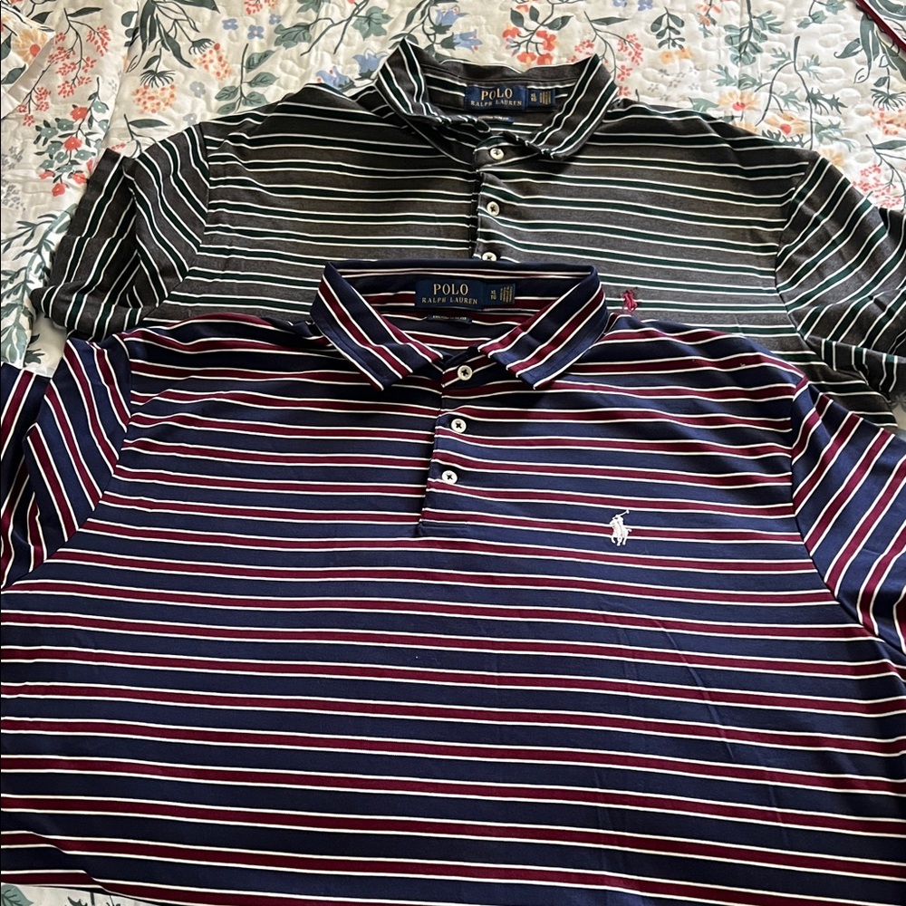 Polo by Ralph Lauren Men's Striped Polo Shirts - Navy, Black, and White